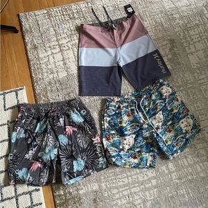 HURLEY board shorts bathing suit NEW NWT 32 waist bundle Mens Hawaii
